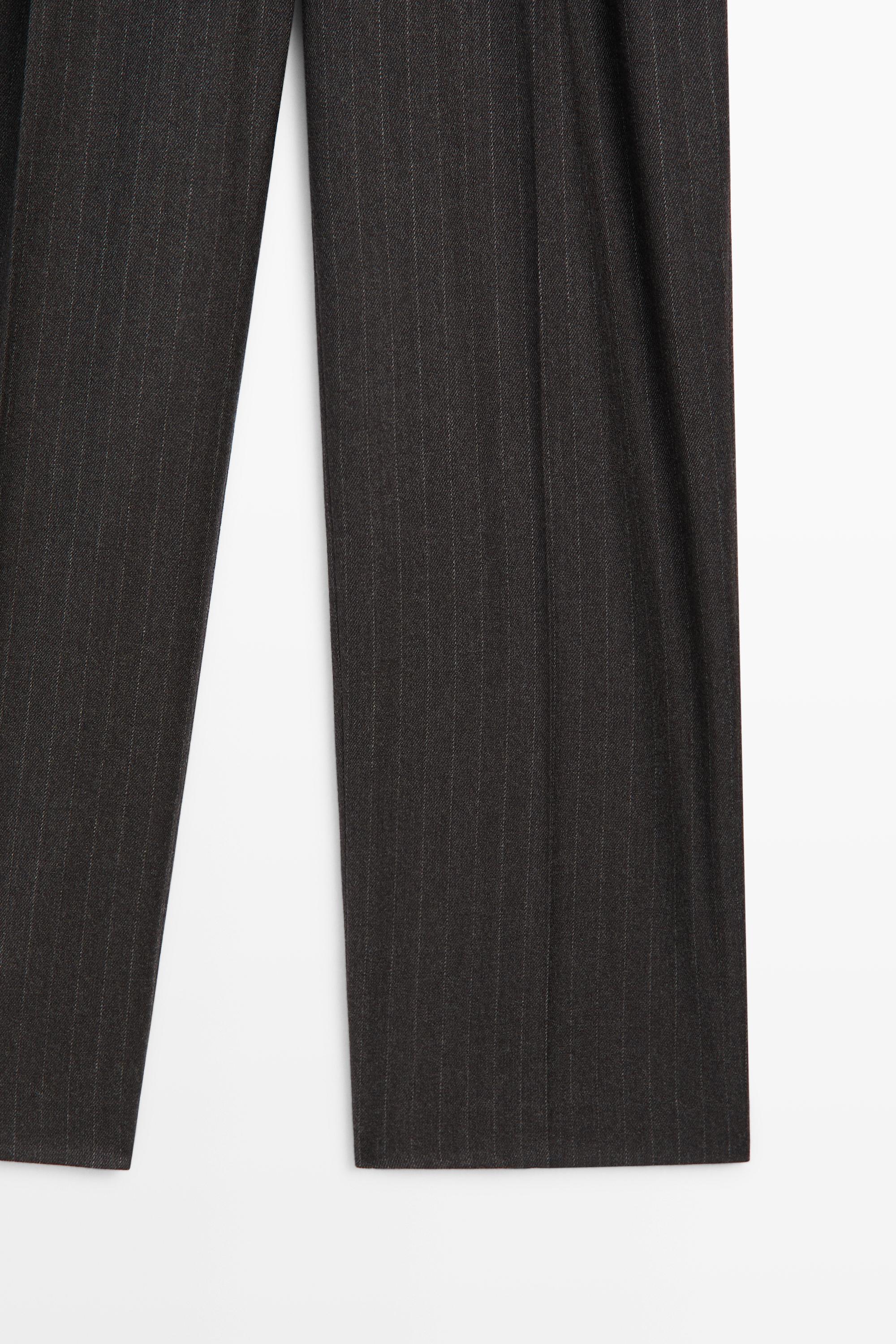 Darted pinstripe suit pants