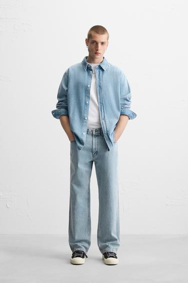 RELAXED FIT DRAWSTRING JEANS - Light blue by Zara
