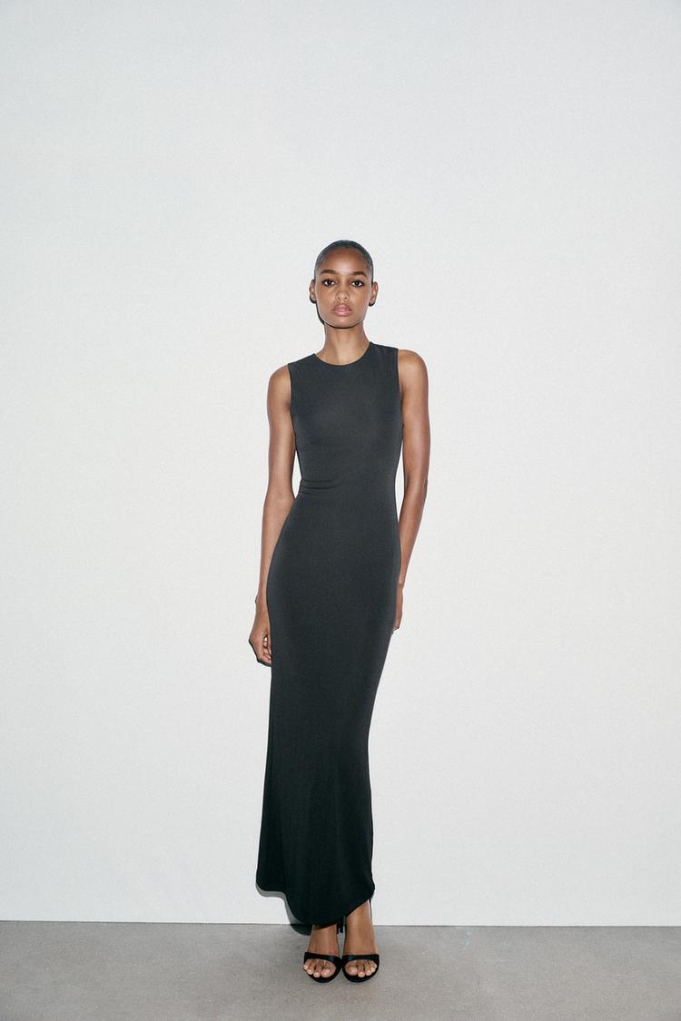 Zara Attillato VESTITO LUNGO COMBINATO TULLE Nero ZARA Italia Italy