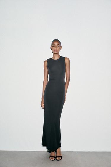 VESTIDO LARGO COMBINADO TUL - Negro de Zara