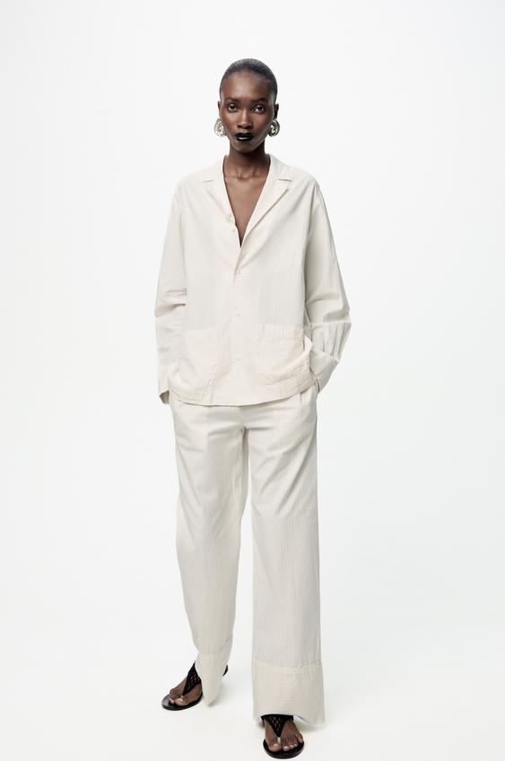 Zara Pants Womens Medium White Flat Front Mid Rise Size Zip Dress Pants