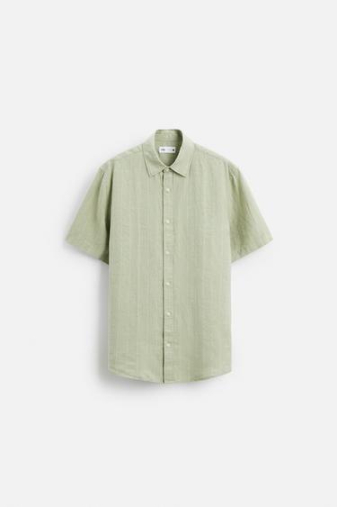 CAMISA 100% LINO - Verde claro de Zara