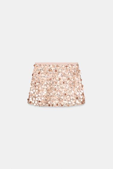 SEQUIN MINI SKIRT - pink gold by Zara