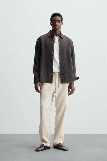 PANTALÓN JACQUARD RAYAS - Crudo de Zara