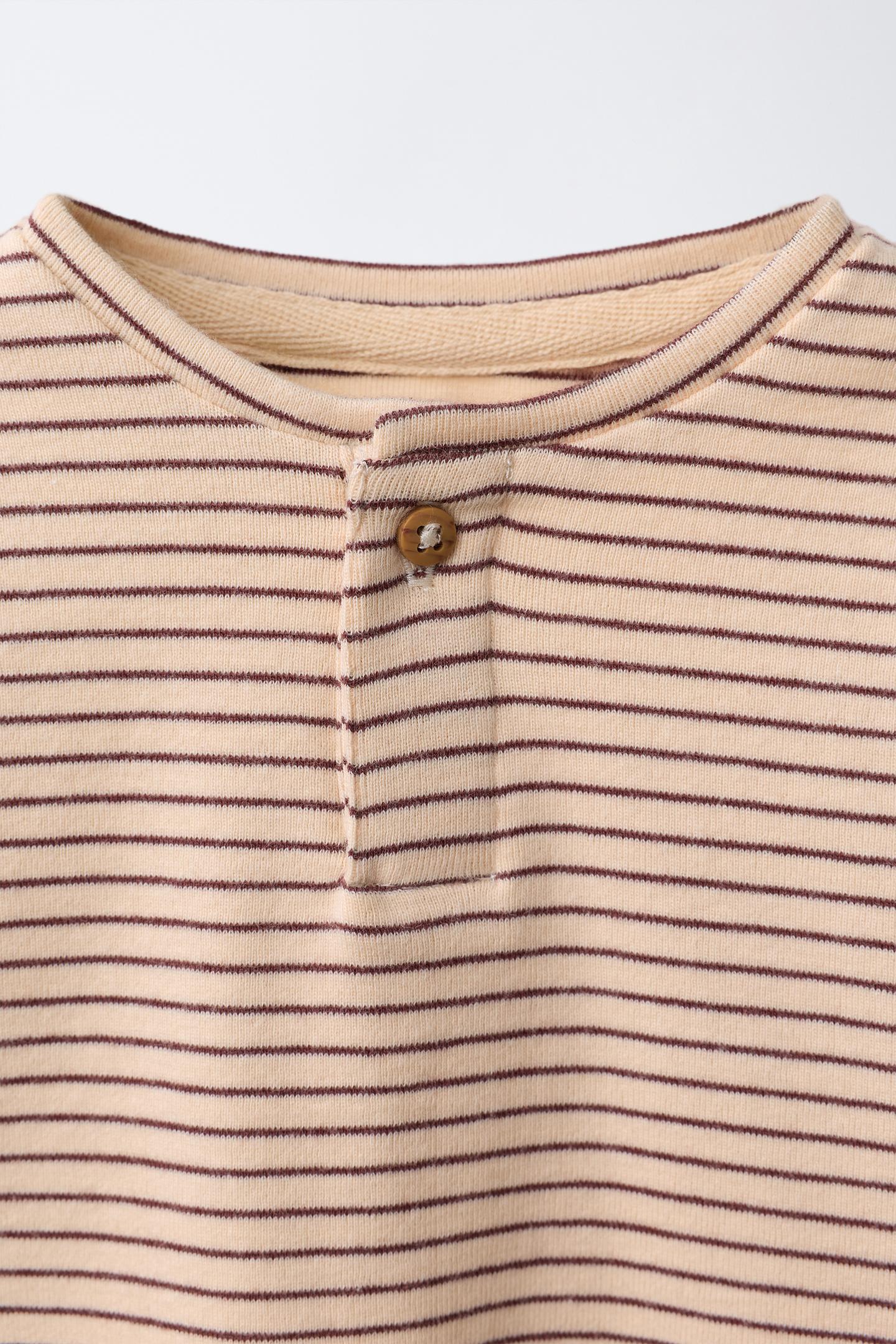 Детский комплект Zara Striped T-SHIRT and Jogger Pants Set, цвет: Серо-коричневый коричневый — фото 3