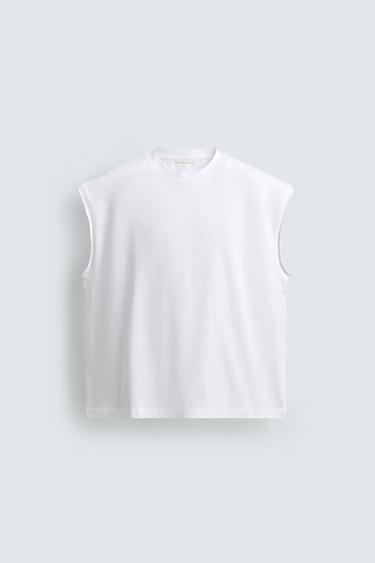 RELAXED FIT SLOGAN TANK TOP - White by Zara