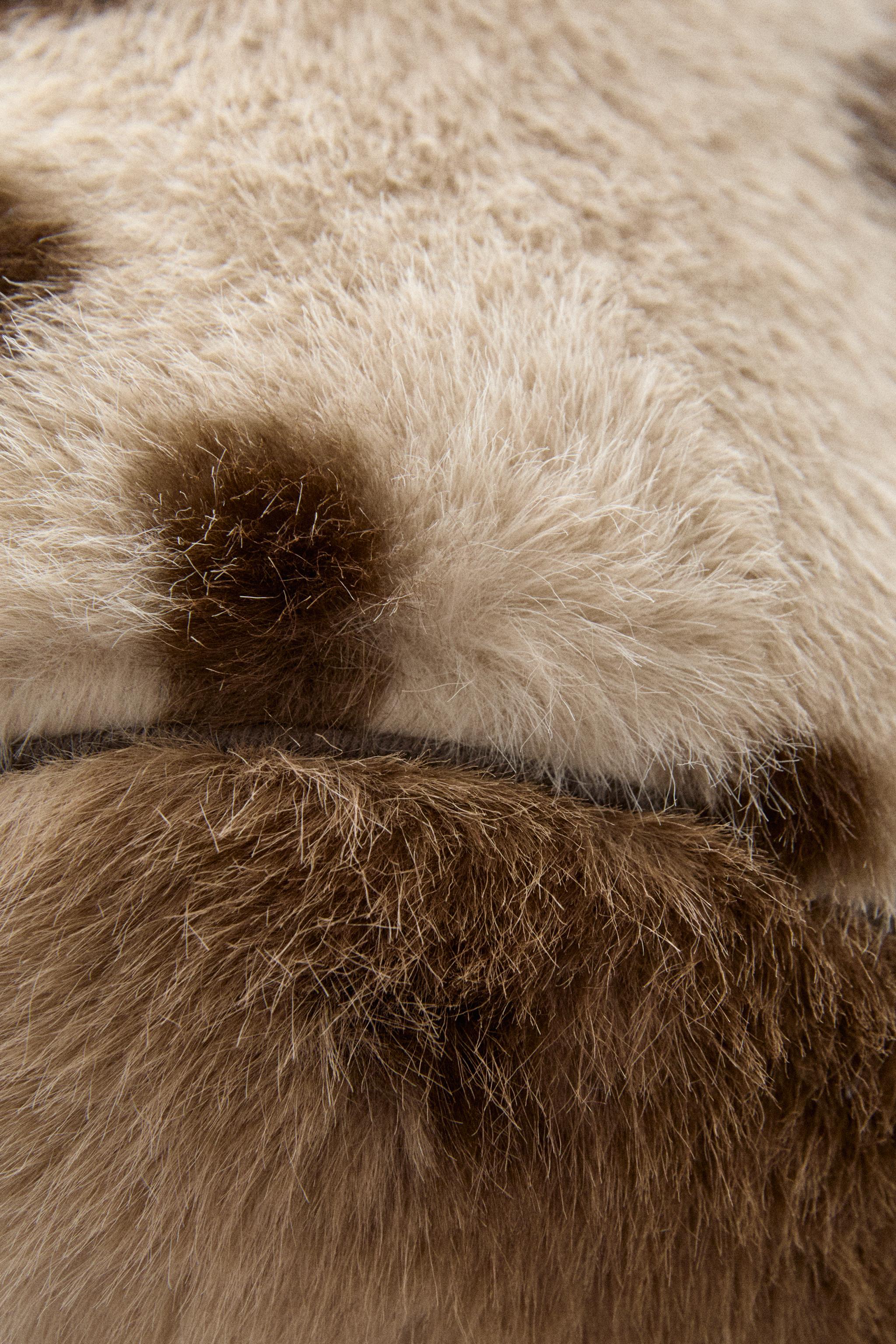 ANIMAL PRINT FUR BOLSTER PILLOW
