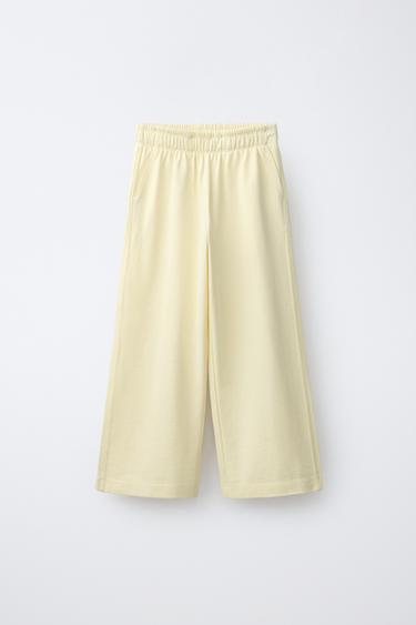 PANTALÓN FELPA HEAVY JERSEY WIDE LEG - Amarillo de Zara - Imagen 0