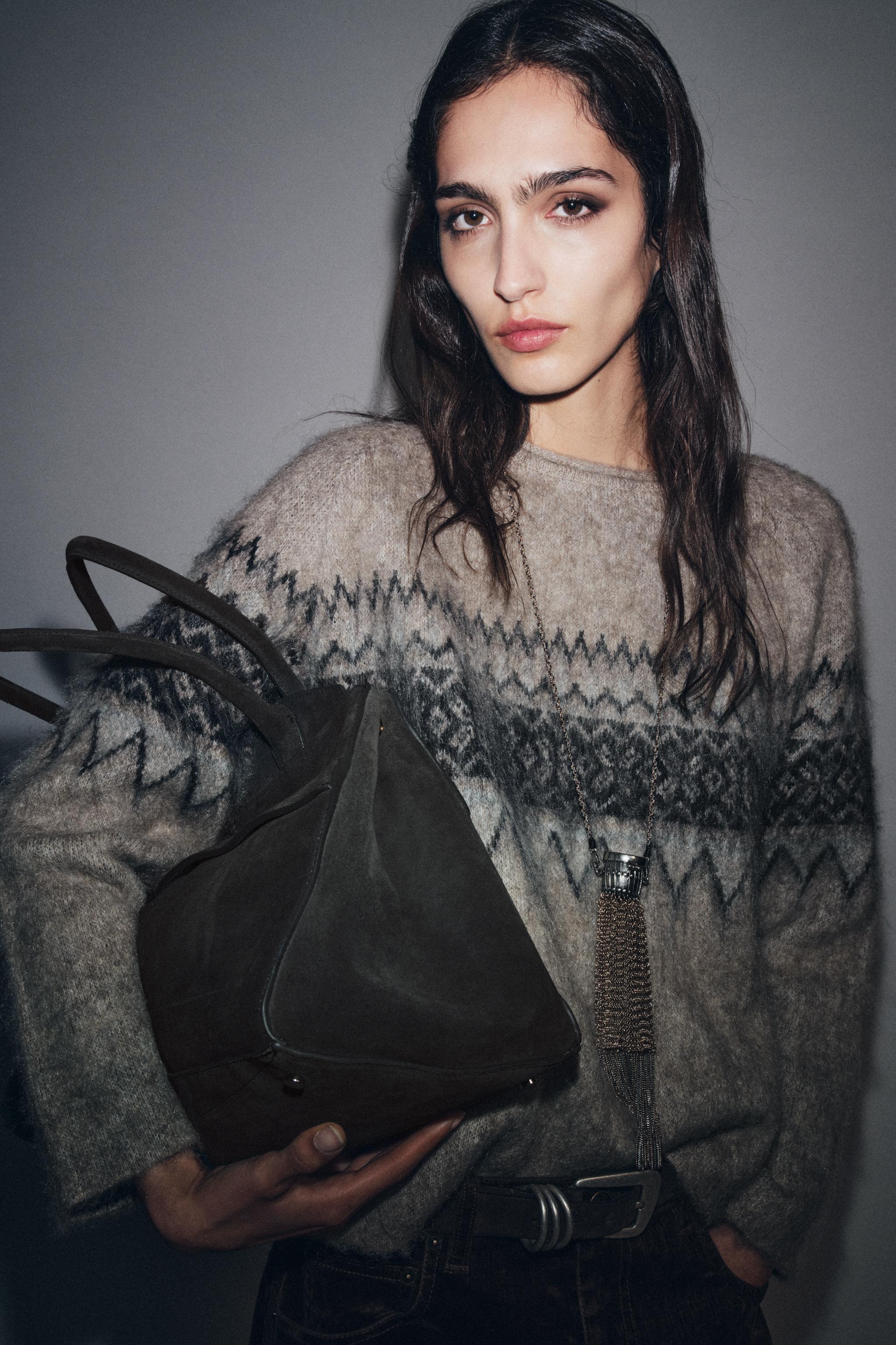 スプリットスエードショルダーバッグ - グレー | ZARA Japan / 日本