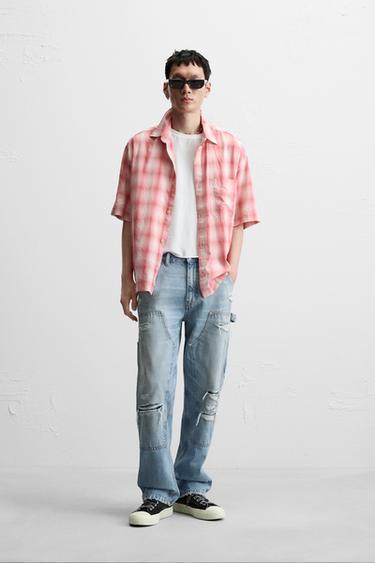 Zara 褪色木工長褲 - 藍色 - 圖片 0