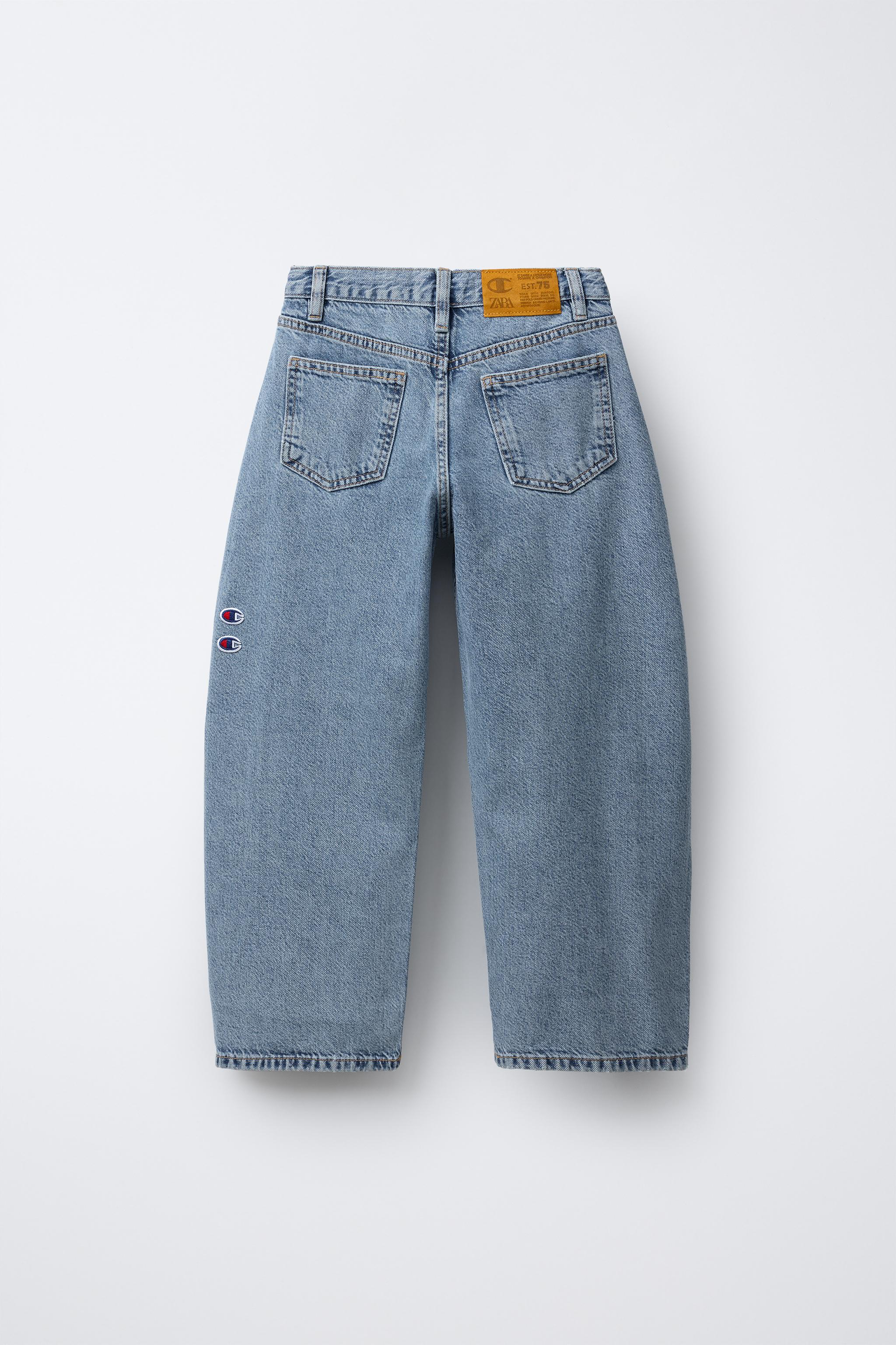 CHAMPION ® X ZARA BARREL JEANS - Blue | ZARA United States