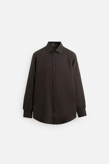 CAMISA 100% LINHO - Chocolate da Zara
