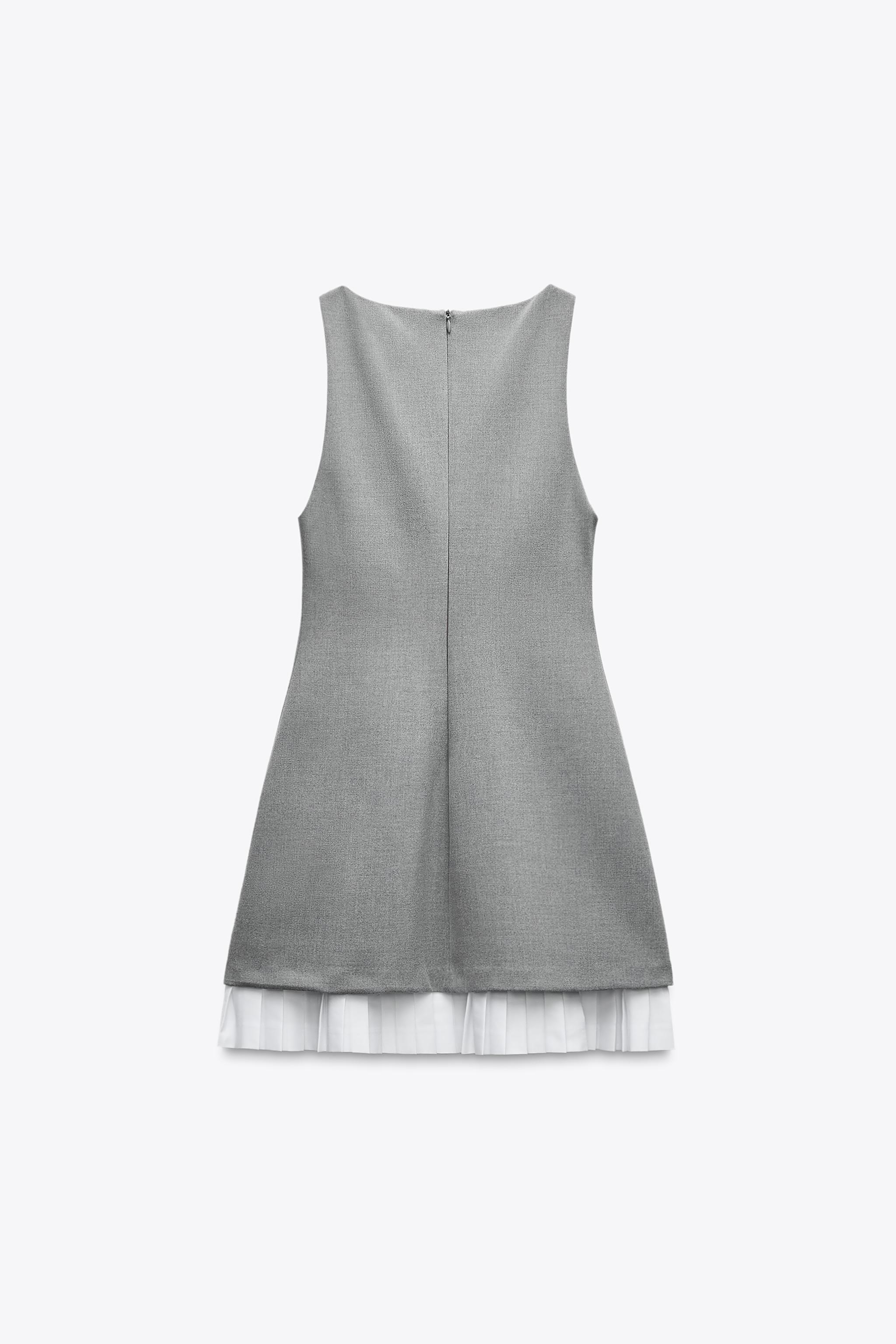 お中元 お歳暮 お年賀 夏 冬 年末年始のご挨拶 ギフト 通販な ZARA | グレー - コンビポプリンショートワンピース Japan 日本 / ワンピース