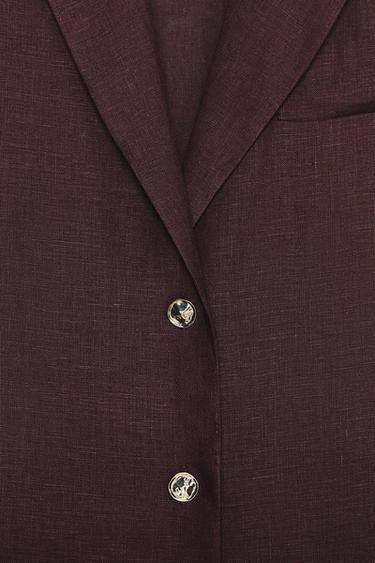 VESTE LONGUE EN LIN - Aubergine de Zara - Image 11