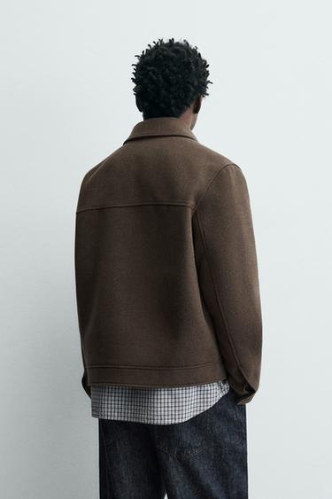 BLOUSON EN DRAP DE LAINE AVEC ZIP - Marron de Zara - Image 2