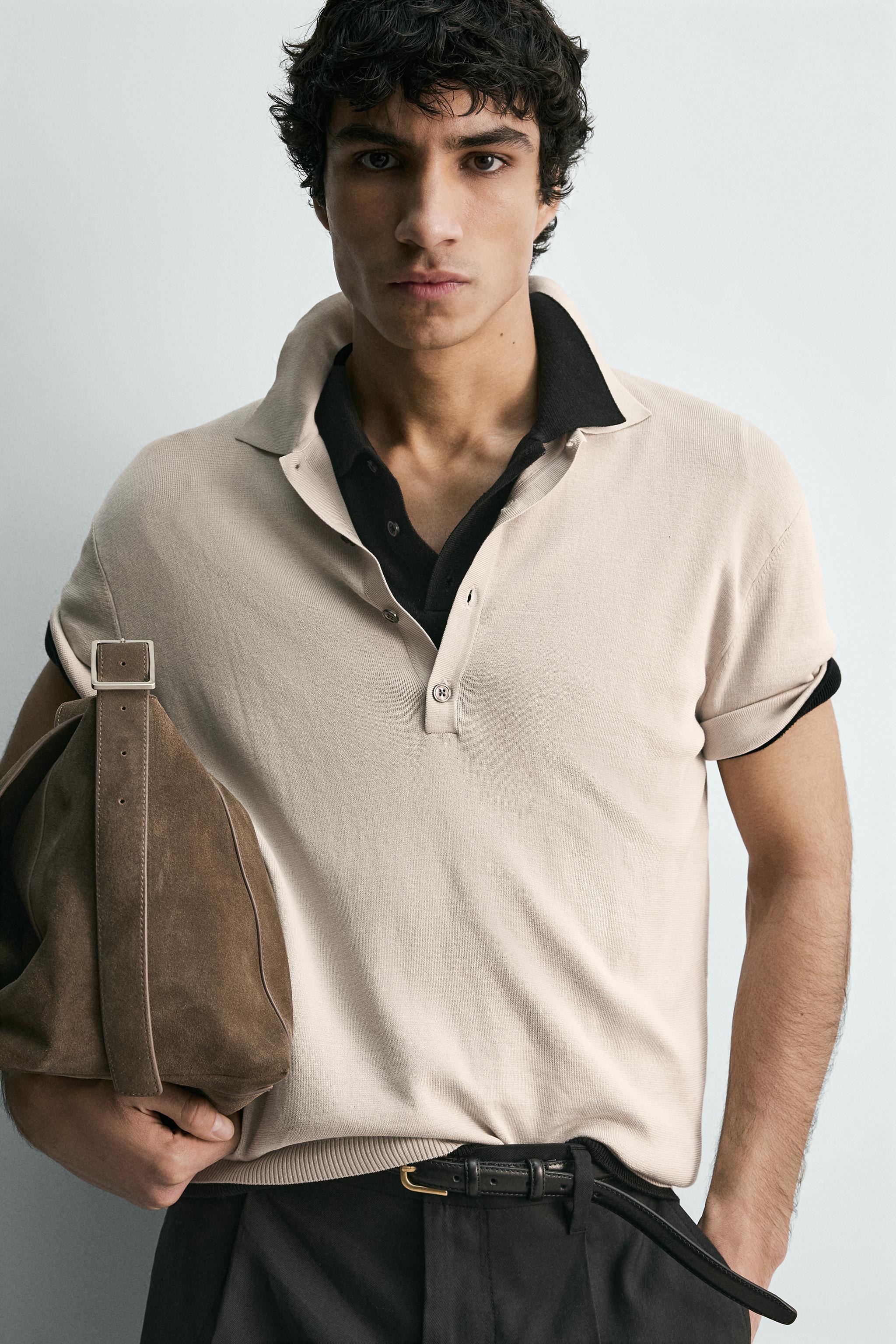 COTTON BLEND KNIT POLO SHIRT