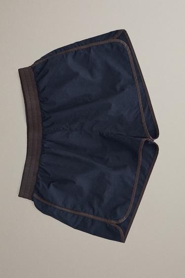 CONTRAST-TRIM SHORTS - أزرق الخاص بـ Zara