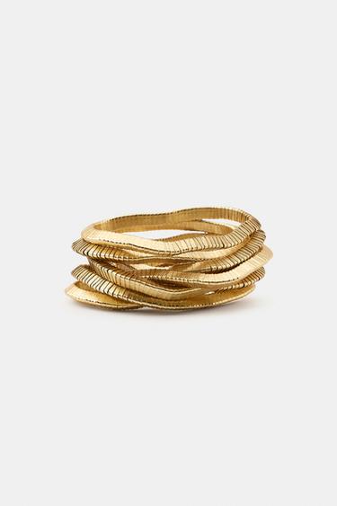 PACK OF ELASTIC BRACELETS WITH METAL PIECES - Golden by Zara