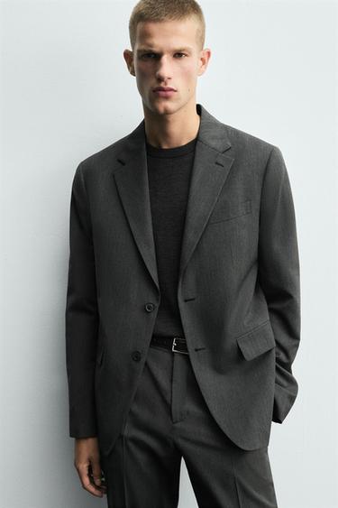 BLAZER COSTUME À CHEVRONS - Gris anthracite de Zara - Image 4