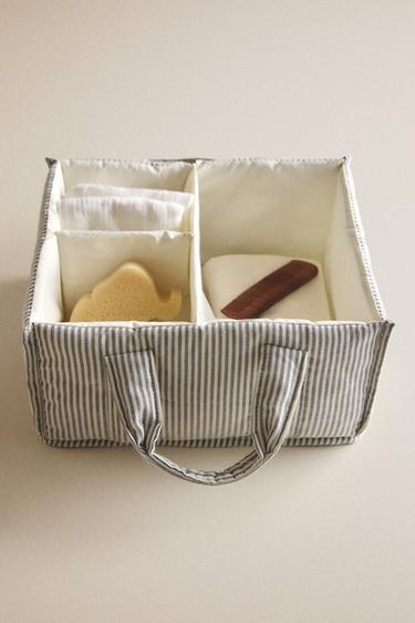STRIPED BABY CLOTHES ORGANISER WITH HANDLE - Grey by Zara