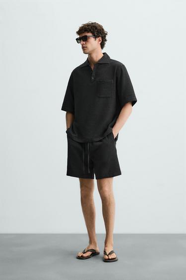 CHECK TEXTURED BERMUDA SHORTS - Dark grey by Zara - Image 0