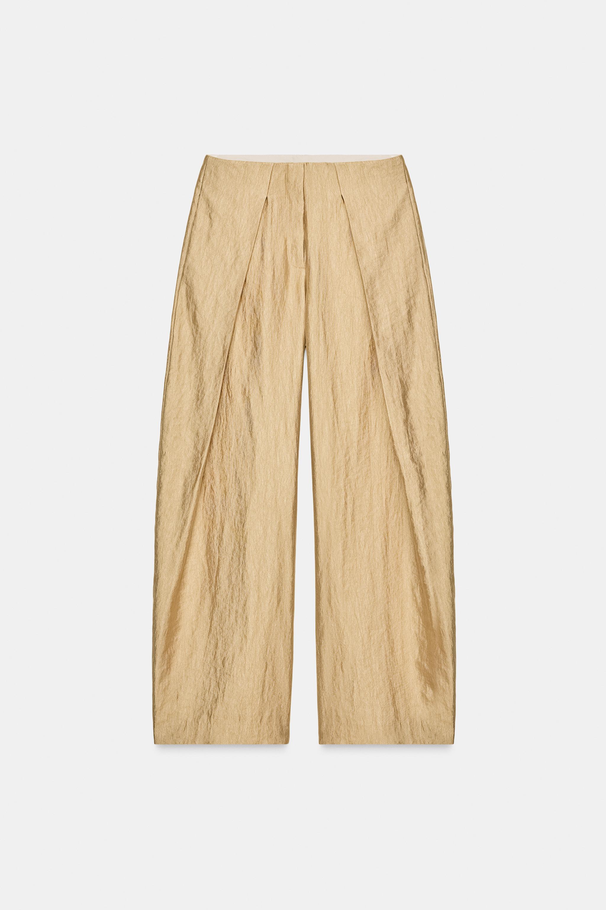 METALLIC PLEATED PANTS ZW COLLECTION