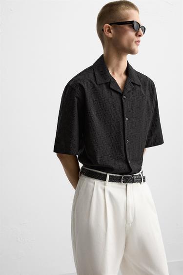 GEOMETRIC EMBROIDERY SHIRT - Black by Zara - Image 4