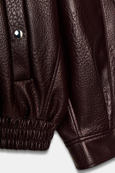 BLOUSON BOMBER EFFET MATIÈRE SYNTHÉTIQUE - Bordeaux de Zara - Image 11