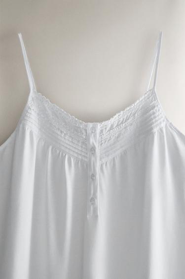 EMBROIDERED COTTON NIGHTDRESS - White by Zara - Image 1
