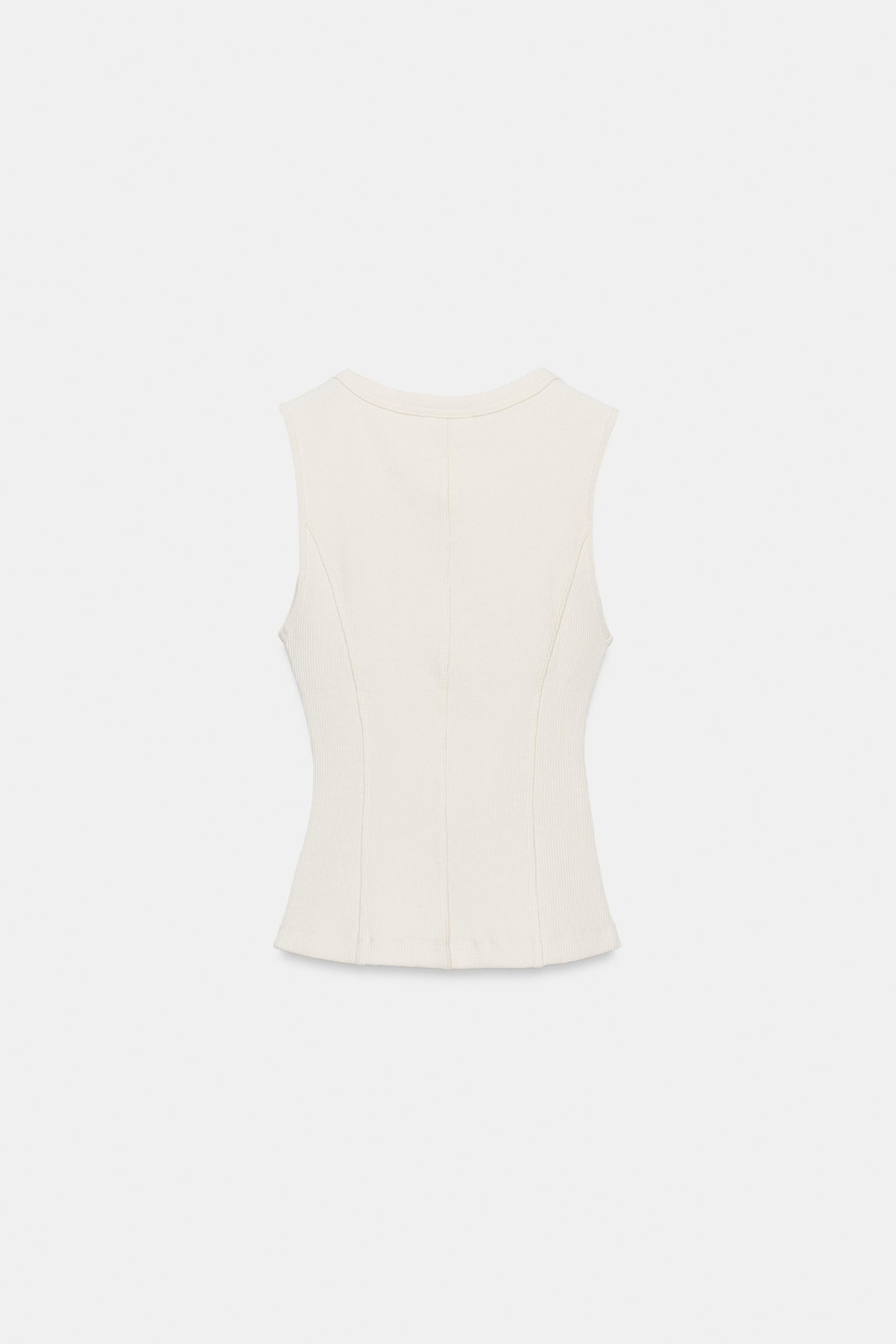 Женские жилеты Zara RIBBED BUTTON-UP VEST — фото 6