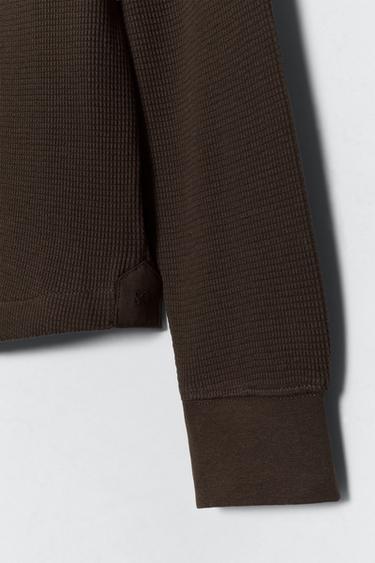 SOSHIOTSUKI x ZARA WAFFLE-KNIT TEXTURED POLO SHIRT - Brown by Zara - Image 6