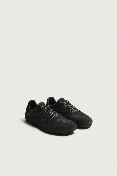 BAREFOOT LEATHER DETAIL SNEAKERS — Black 1
