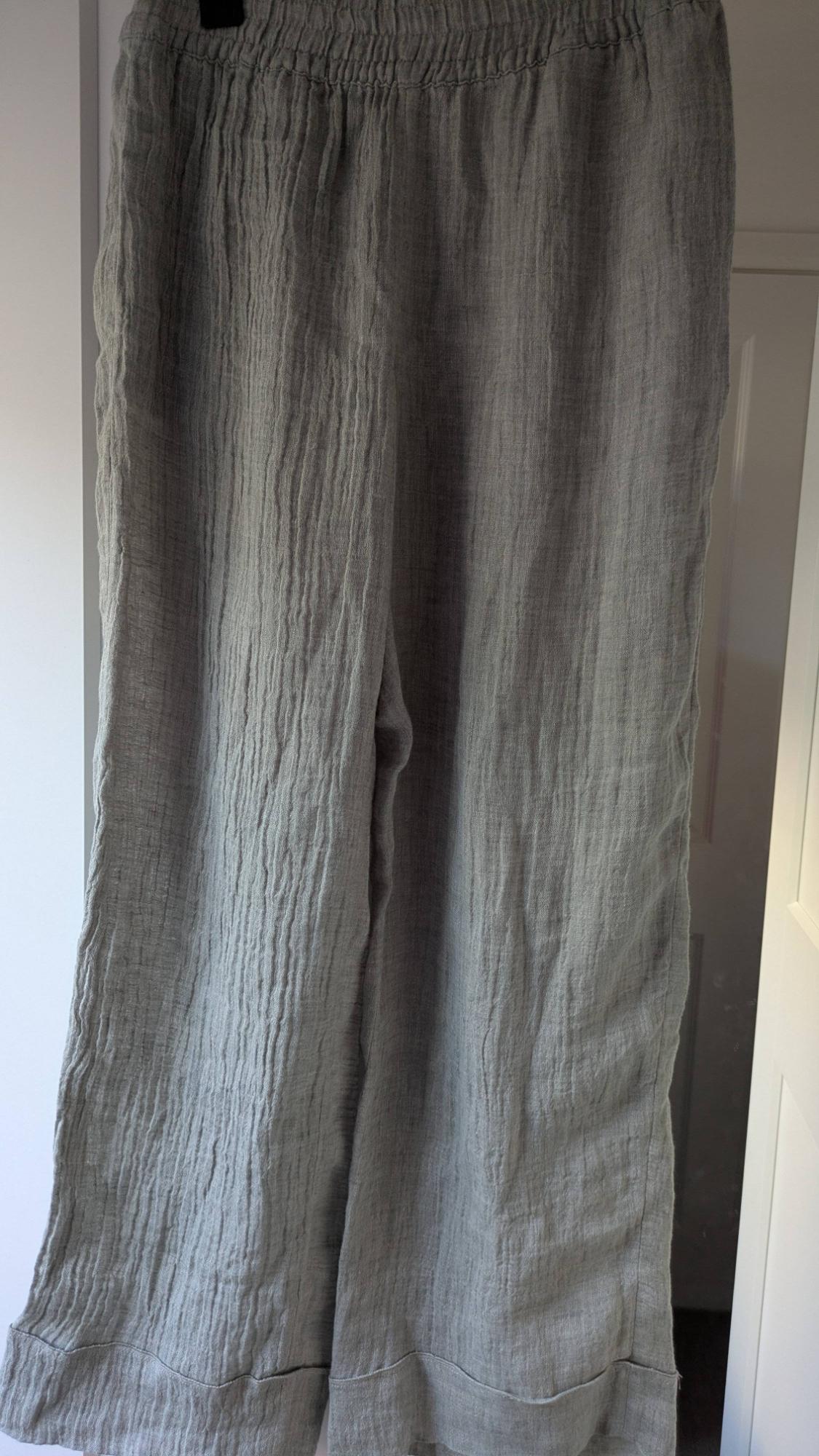 ZW COLLECTION 100% LINEN WIDE-LEG TROUSERS - Image 2
