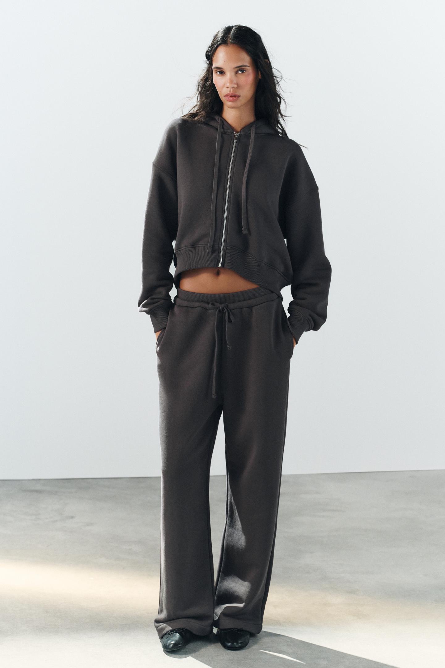 Женское худи Zara Zip-Up, цвет: Антрацитовый серый