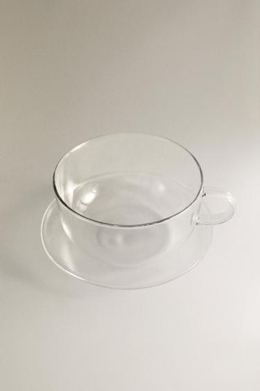 TASSE À THÉ ET SOUCOUPE EN BOROSILICATE FILET ARGENTÉ - Argent de Zara - Image 1