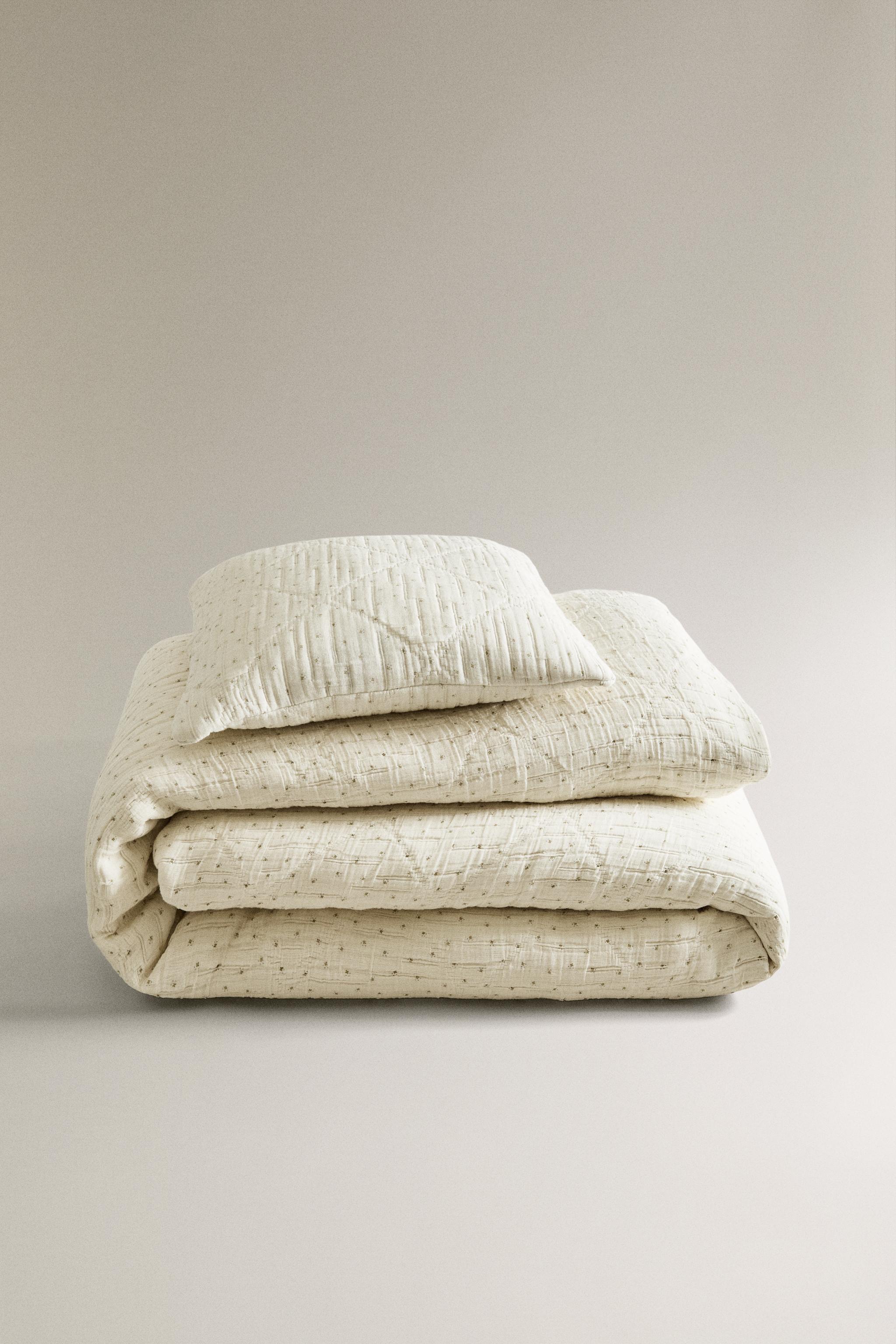 フローラル ガーゼ キッズ ベッドカバー - グリーン | ZARA Japan / 日本