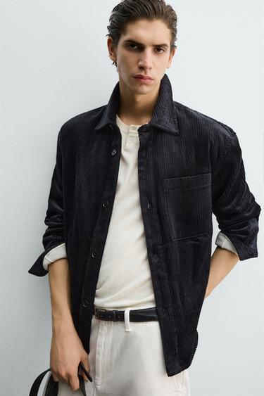 RELAXED FIT CORDUROY OVERSHIRT - Black by Zara - Image 5