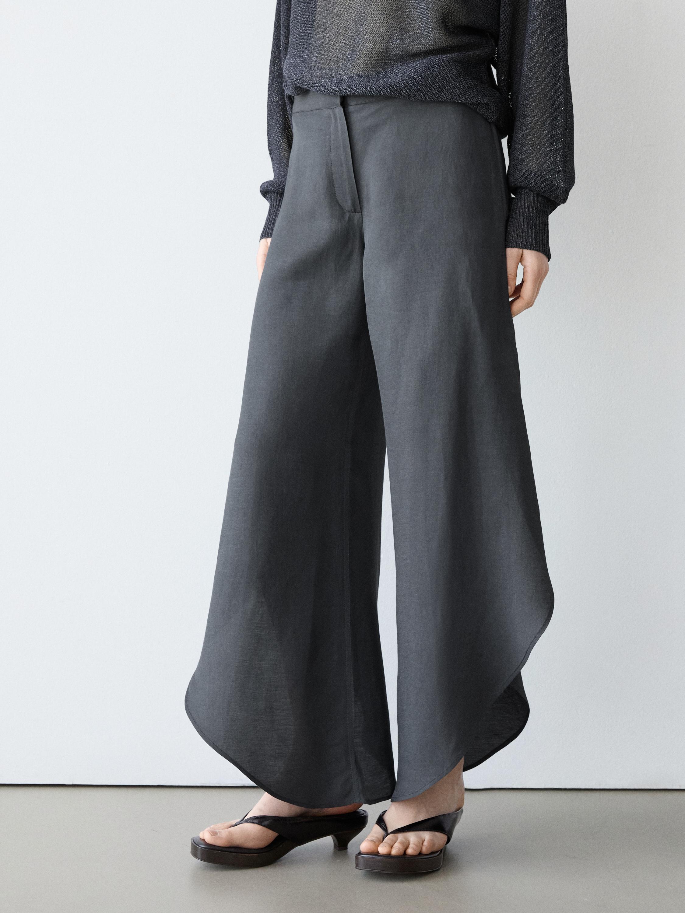 Linen blend trousers with slit details