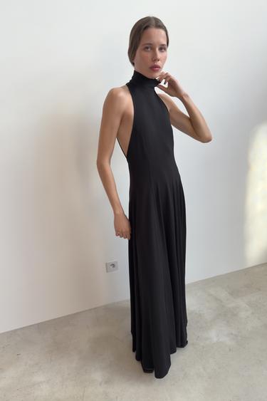 HIGH NECK LONG DRESS - Black by Zara