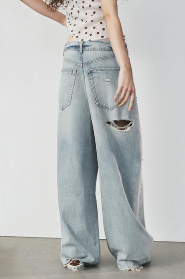 TRF FOLDED WAIST MID-WAIST JEANS - Light blue by Zara - Image 6