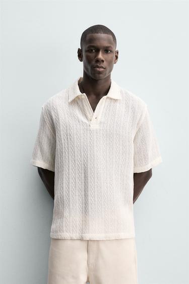 CAMISA POLO JACQUARD - Crudo de Zara