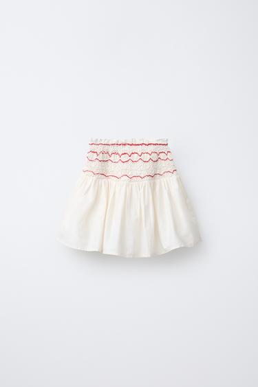 JUPE-SHORT BRODÉE CERISES - Écru / Rouge de Zara - Image 1
