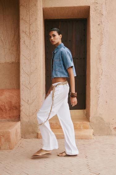 CHEMISE COURTE EN DENIM Z1975 - Bleu moyen de Zara - Image 2