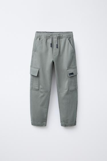 Zara SOFT CARGO JOGGER PANTS - Faded blue
