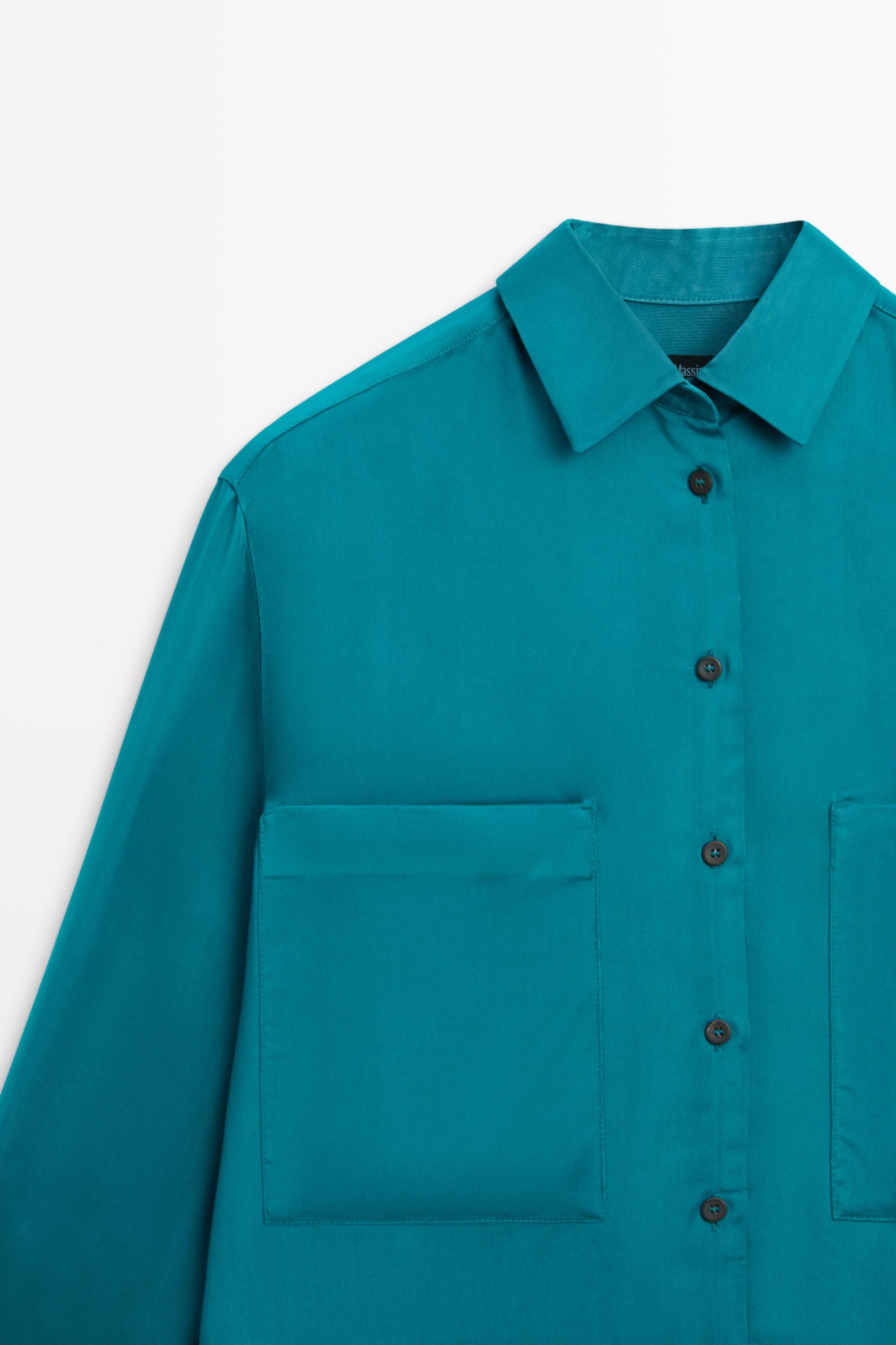 Flowing satin shirt with pockets