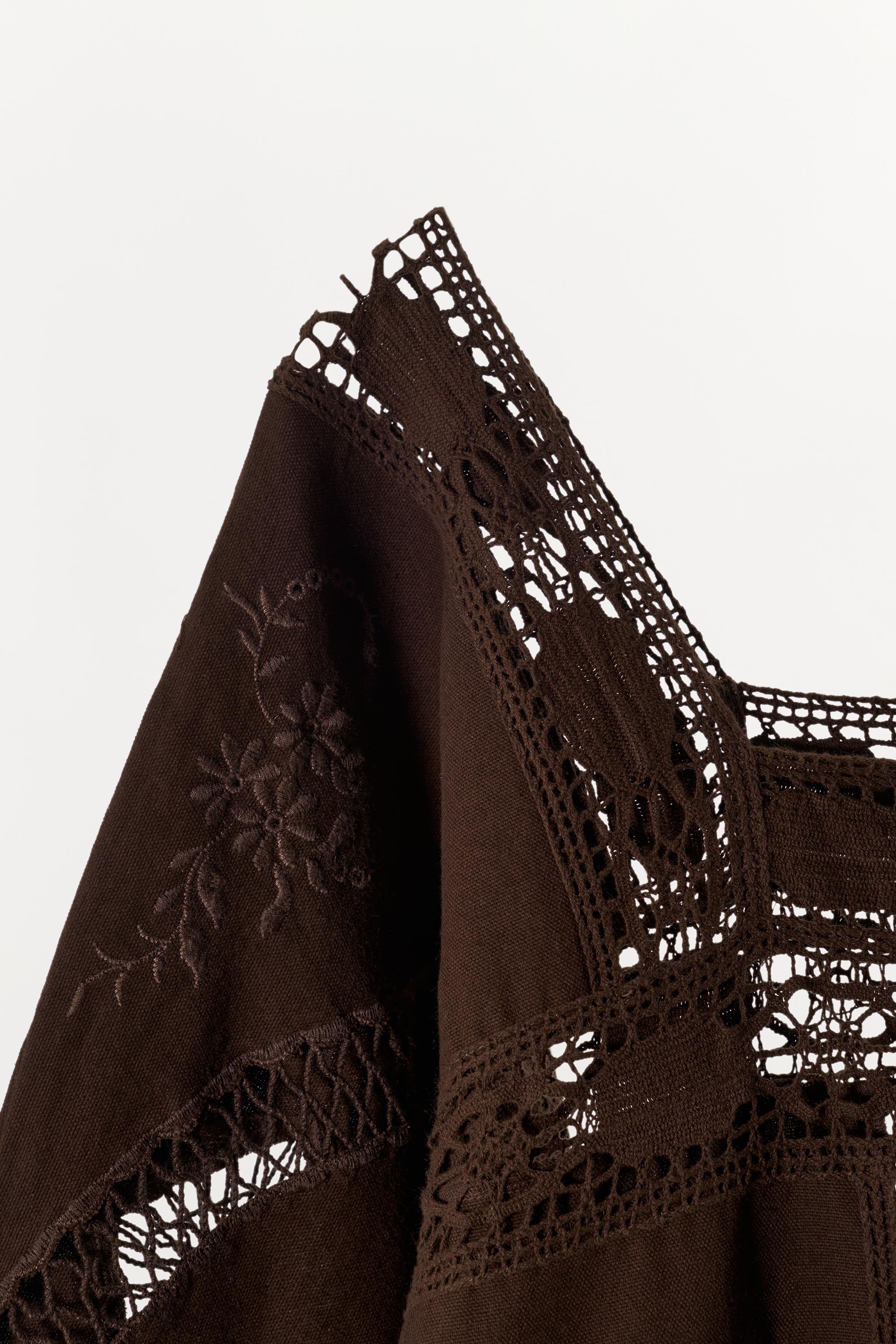 EMBROIDERED EYELET CANVAS DRESS - Brown | ZARA United States