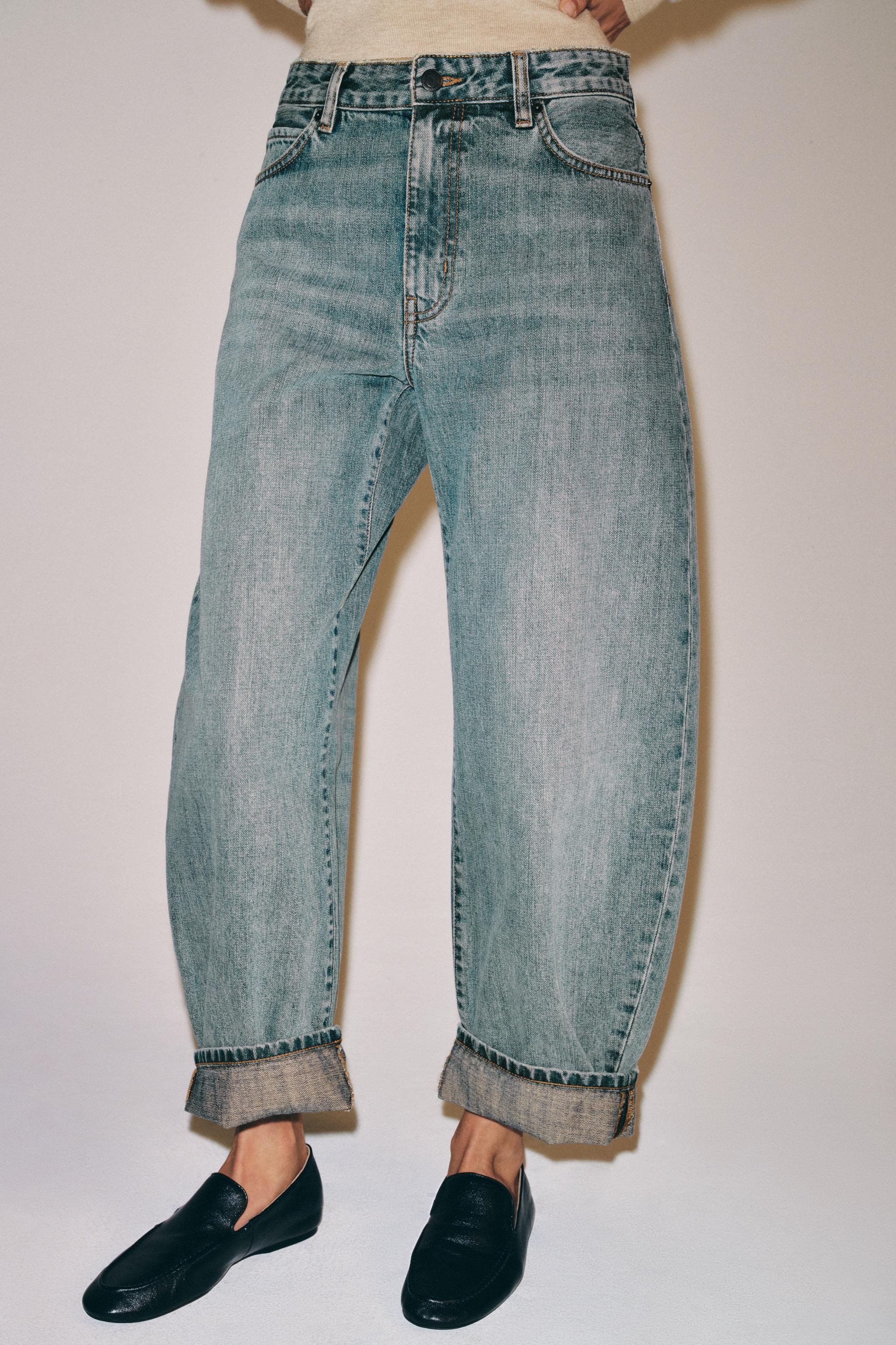 ZW COLLECTION MID-RISE CUFFED BALLOON JEANS — Mid-blue