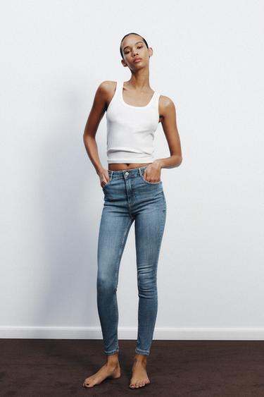 TRF SKINNY JEANS MIT HOHEM BUND - Blau von Zara