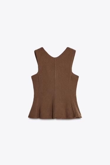 TOP PÉPLUM STRUCTURÉ - Marron de Zara