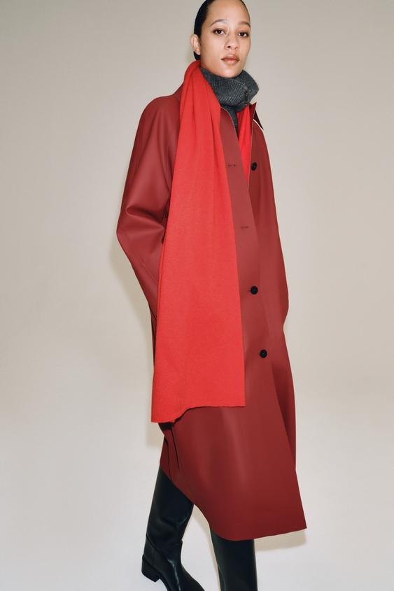 GABARDINA LARGA WATER RESISTANT ZW COLLECTION - Rojo de Zara - Imagen 0